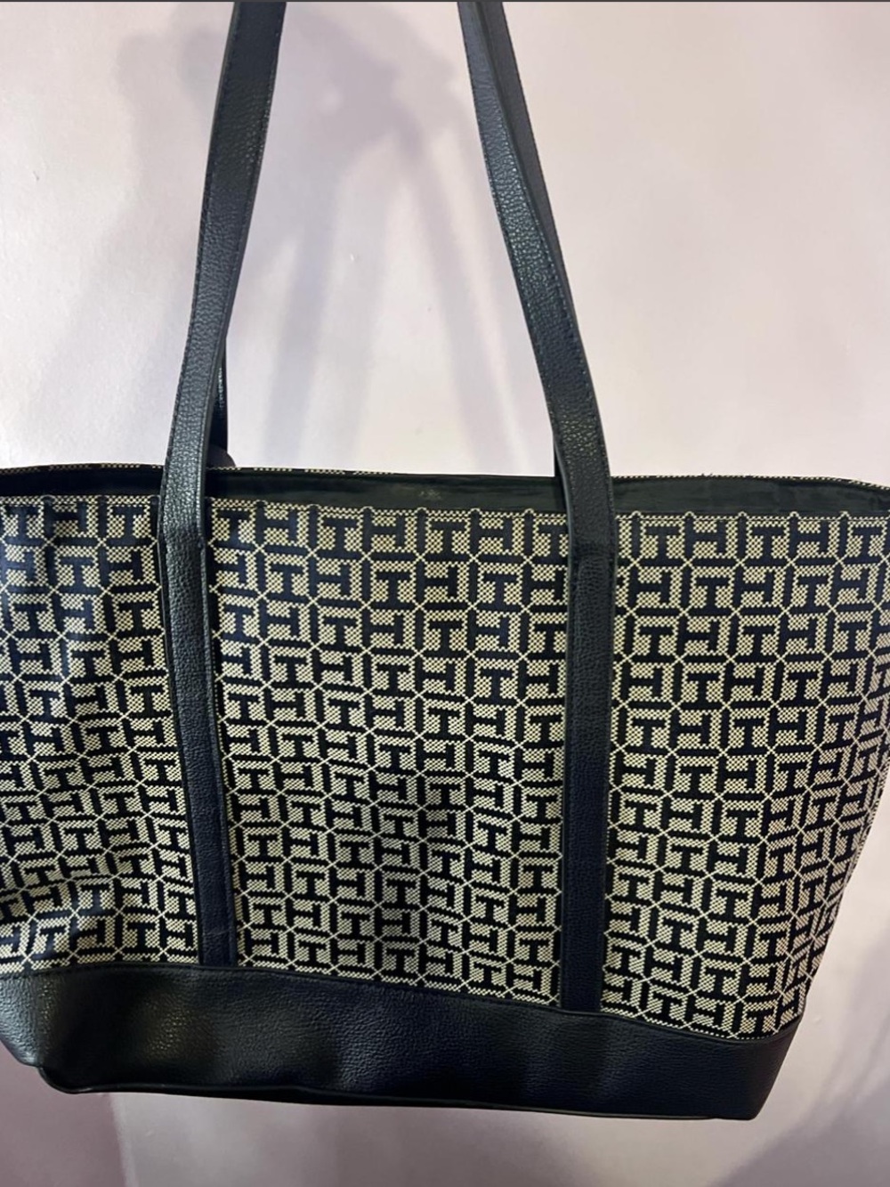 Classic Black & Navy Blue Patterned Tote Bag